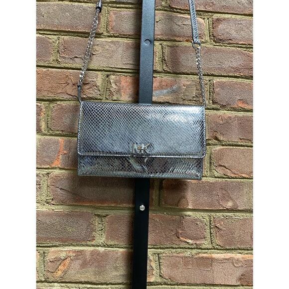 Michael Kors Gunmetal Metallic Crossbody Clutch NWOT - Picture 5 of 10